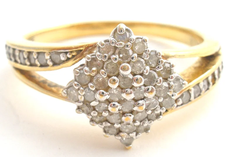 Women's rings subtle-sparkle-Vermeil 925 Diamond Cocktail Ring Bradford Exchange