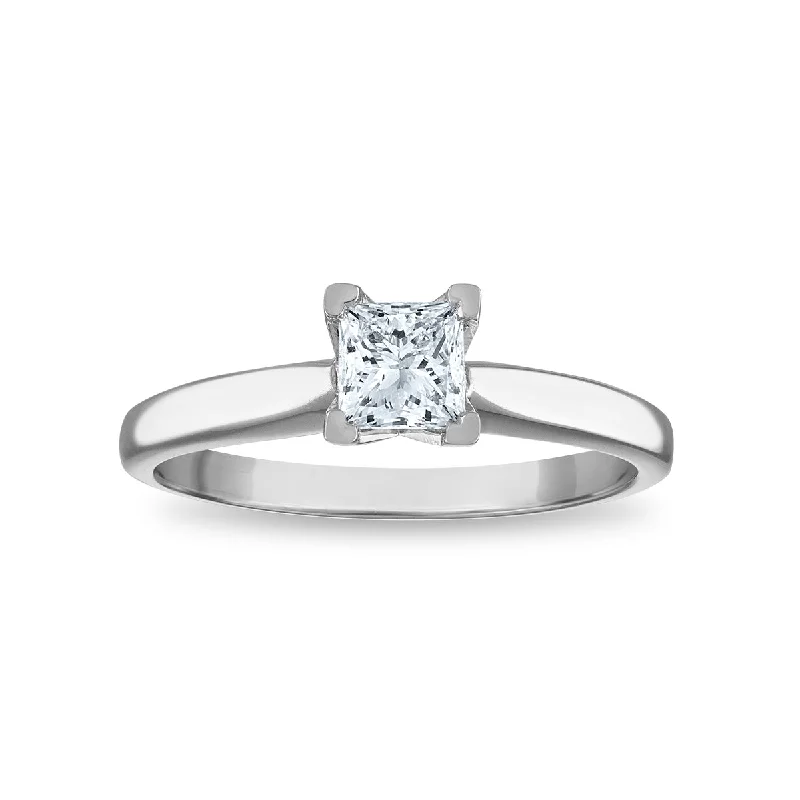 Signature Certificate EcoLove 1/2 CTW Princess Cut Lab Grown Diamond Solitaire Engagement Ring in 14KT White Gold